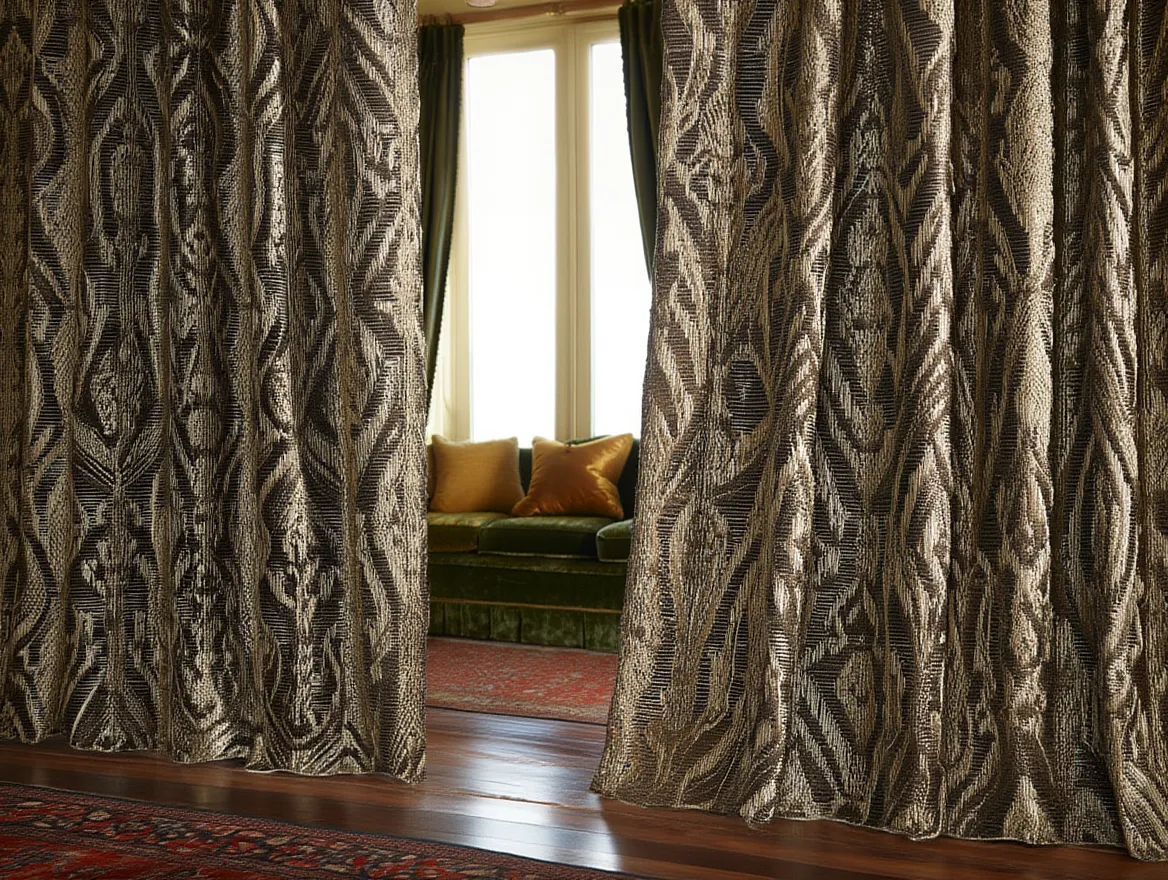 Woven jacquard textile with intricate patterns